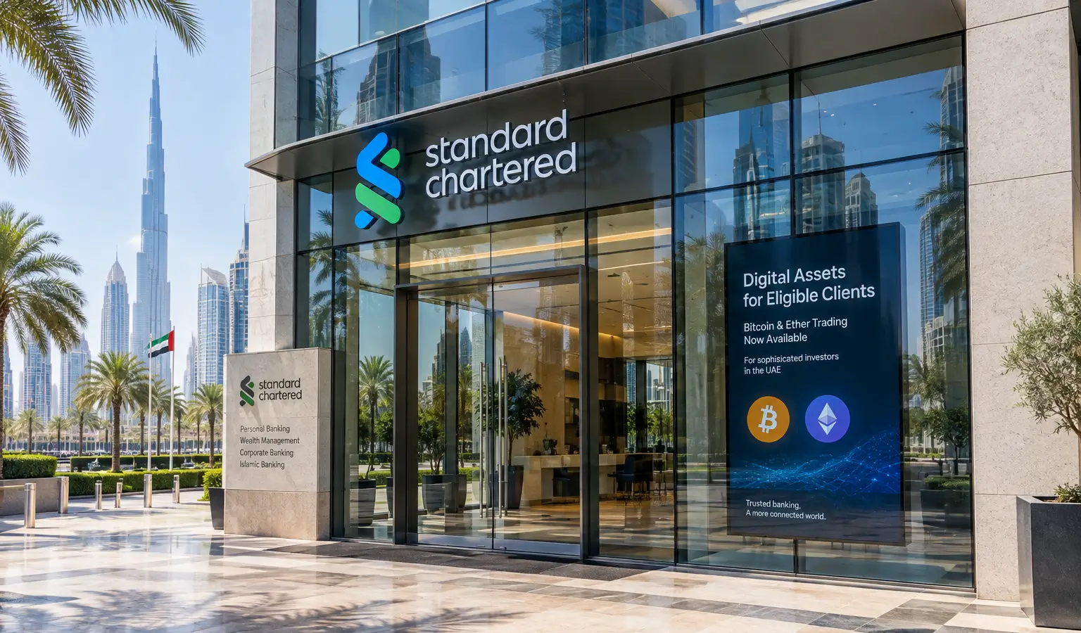 Standard Chartered inicia la compraventa de bitcoin y ether en los EAU