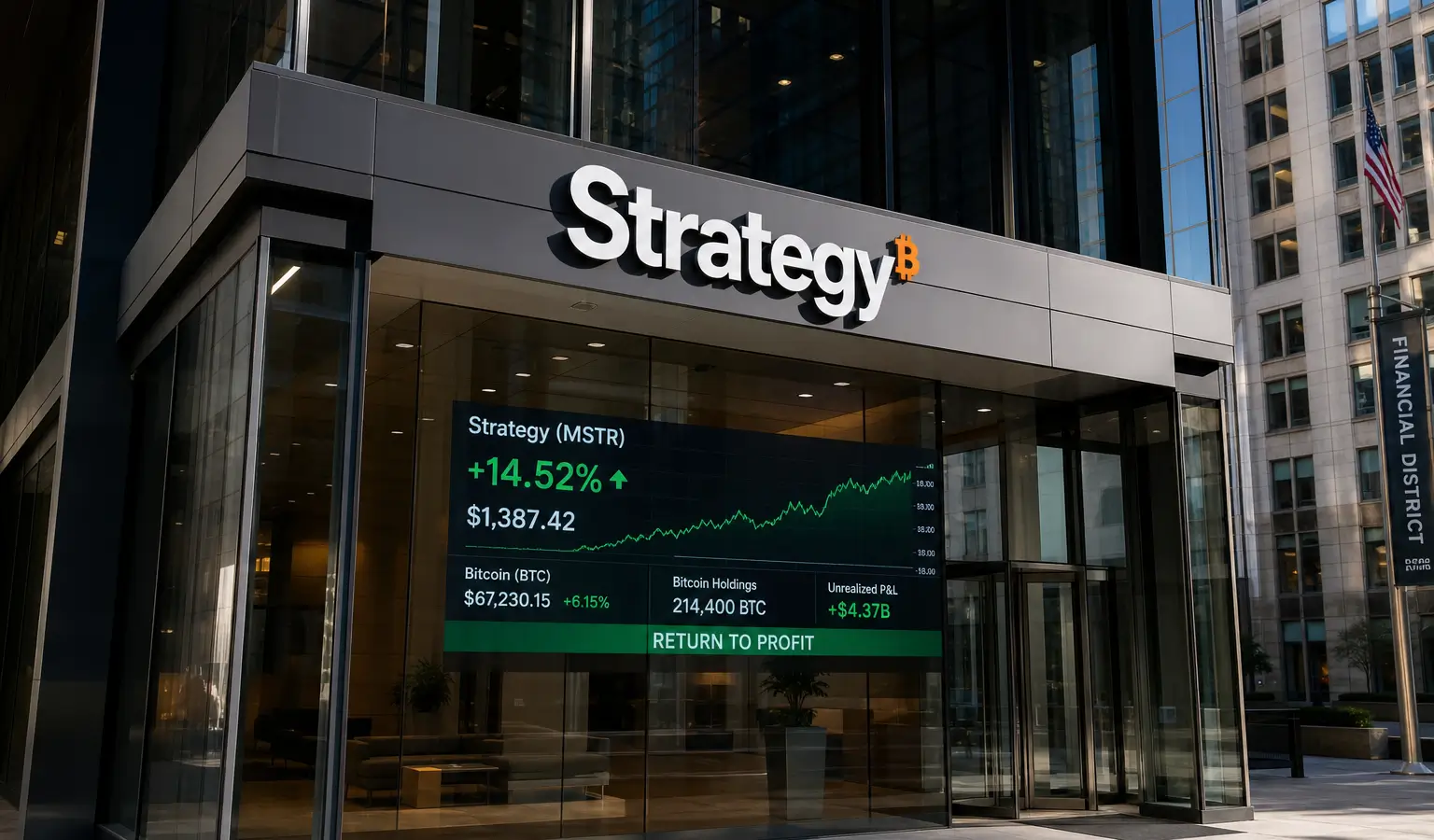 Strategy repasse dans le vert sur Bitcoin avec 1,4 milliard de dollars