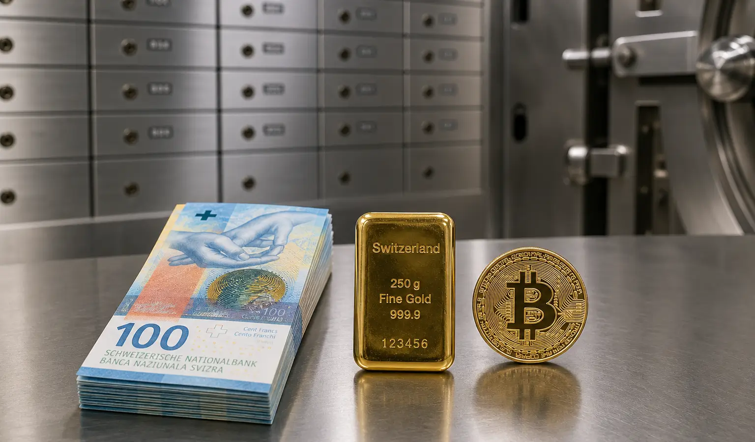 Zwitserse frank, goud en Bitcoin scoren in spaaronderzoek