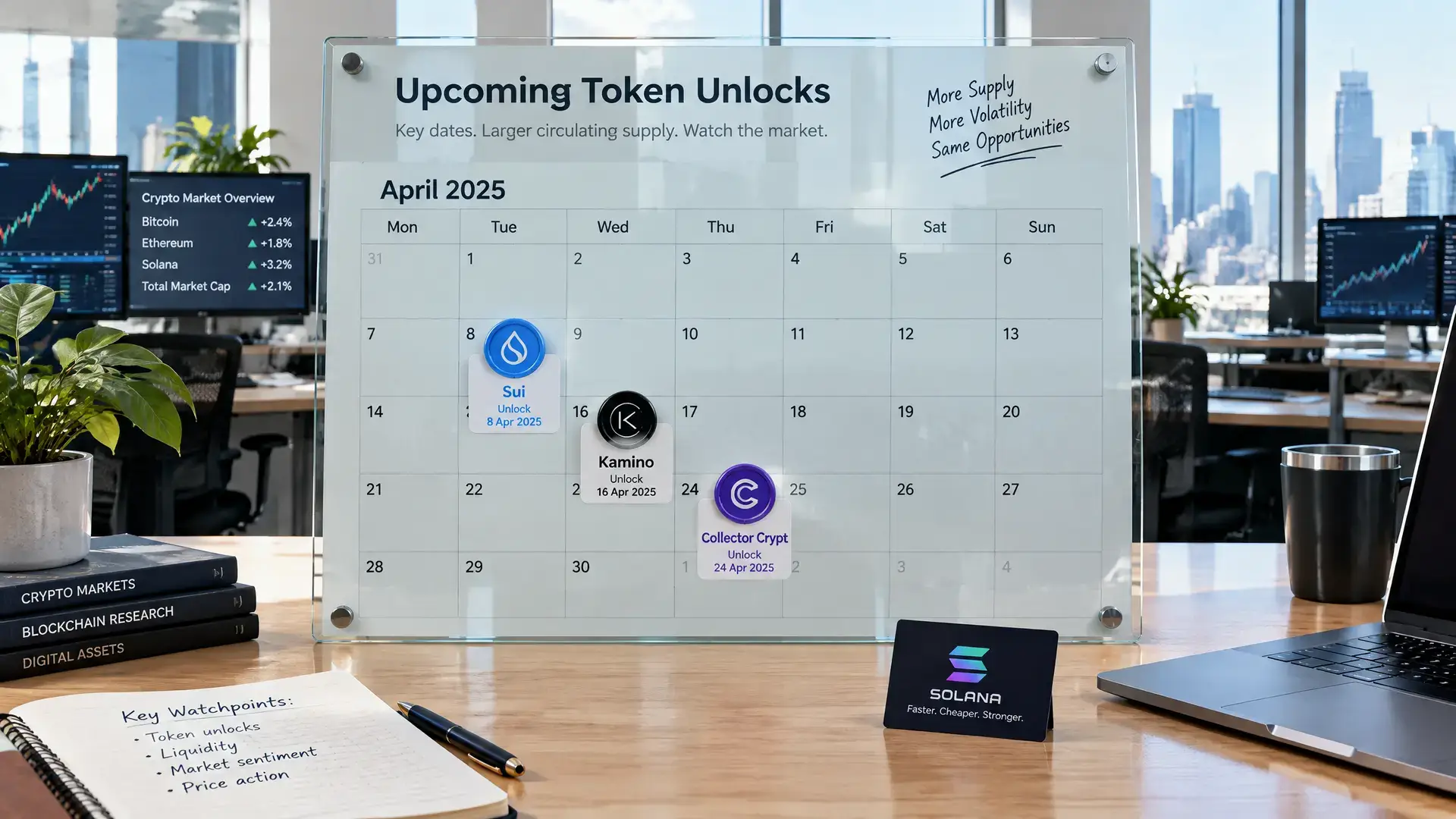 Token unlocks van $730 miljoen zetten Sui, Kamino en CARDS in focus
