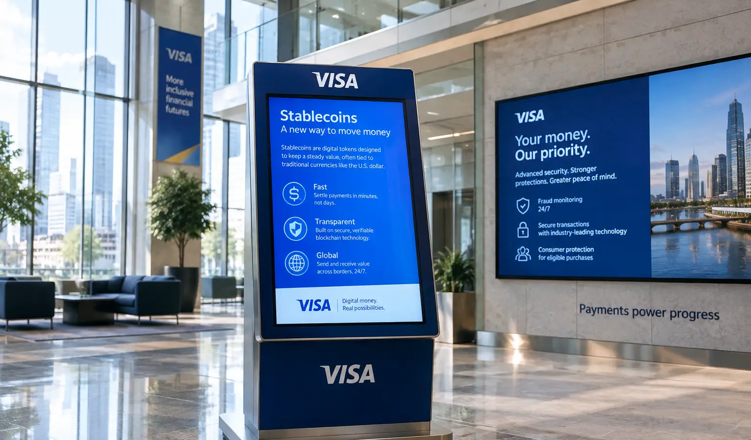 Visa: stablecoin-interesse stijgt naar 56% met bankbescherming