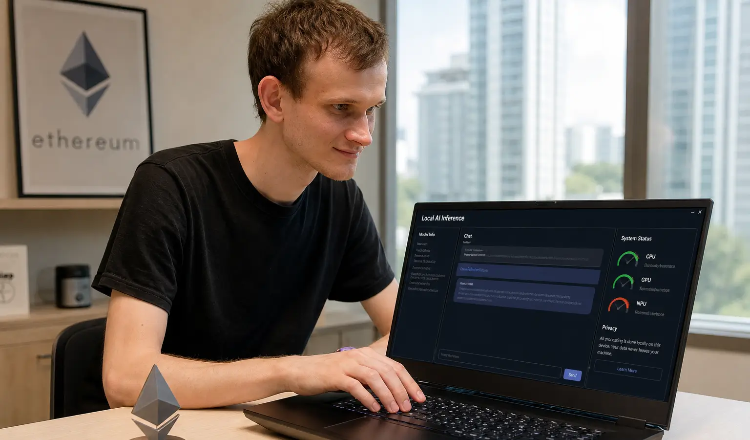 Vitalik Buterin testa l’AI locale sul laptop con chip AMD